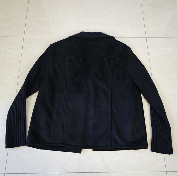 Claiborne Black Jacket - Faux Suede and Knit Materials - Size Large - Picture 3 of 6